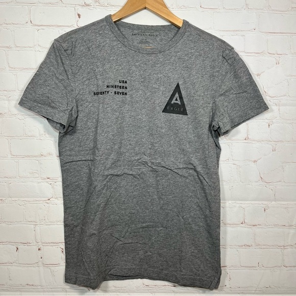 American Eagle Shirt Mens Small Gray Short Sleeve Spell Out Logo T Shirt - Picture 1 of 10